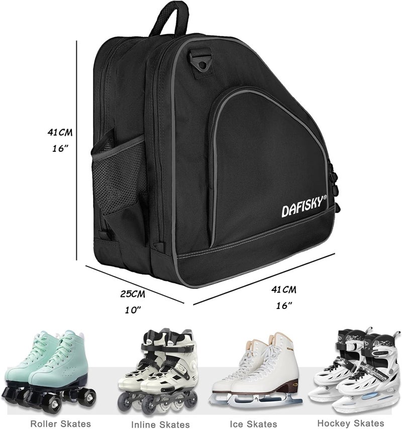 DAFISKY Roller Skate Bag - Ice Skate Bag Fits Inline Skates Quad Skates Rollerblades Figure Skates for Women Men Youth - Image 2